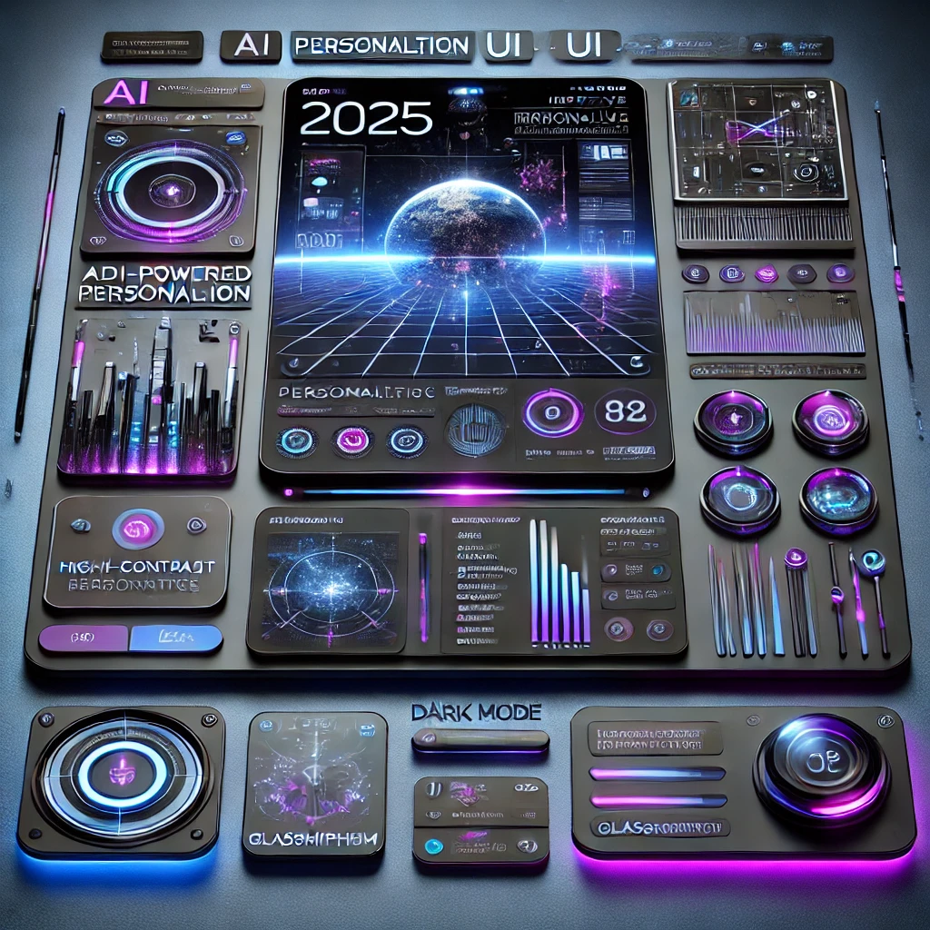 Modern UX/UI interface concepts showing personalised layouts and 3D elements