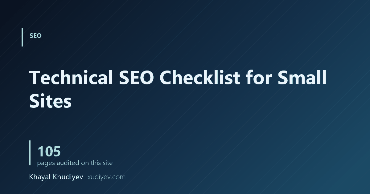 Technical SEO Checklist for Small Sites